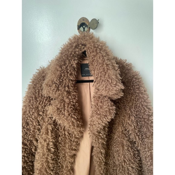 Zara Brown Teddy Bear Style Faux fur Coat - Picture 6 of 8
